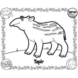 Tapir with striped baby markings coloring page
