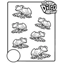 Go Diego! six little frogs coloring page