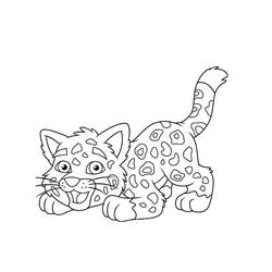 Baby jaguar, Diego's companion, in a playful pose coloring page