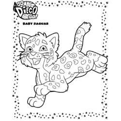 Baby Jaguar playing joyfully coloring page