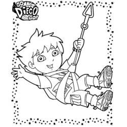 Diego swinging on a zip line coloring page
