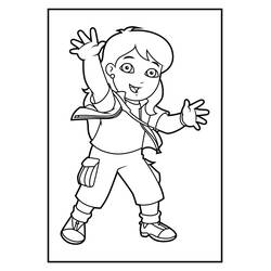 Diego waving with both hands raised coloring page