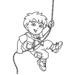Go Diego! hanging from a rope coloring page