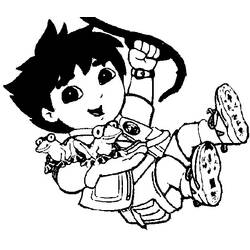 Diego jumping with a snake around his arm coloring page