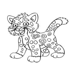 Baby Jaguar walking and smiling coloring page
