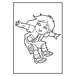Diego jumping with arms wide open coloring page