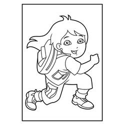Diego running with his backpack coloring page