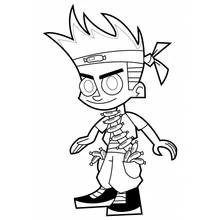 Johnny Test with spiky hair and headband coloring page