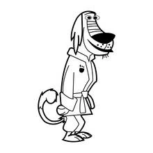 Dukey the dog wearing a bathrobe coloring page