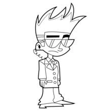 Johnny Test wearing sunglasses and a suit coloring page