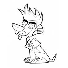 Dukey the dog sitting with tongue out coloring page