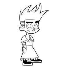 Johnny Test standing with spiky hair coloring page