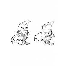 Johnny Test in superhero cape, front and back view coloring page