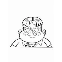 Johnny Test with heart-shaped eyes coloring page