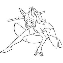 Rena Rouge crouching in action pose coloring page