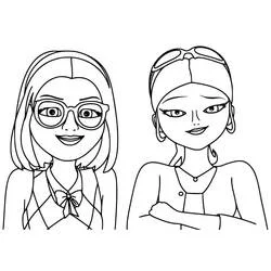 Chloé Bourgeois and Marinette side by side coloring page