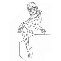 Ladybug sitting on a ledge coloring page
