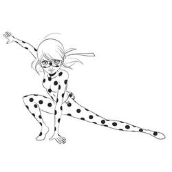 Ladybug crouching in a dynamic pose coloring page