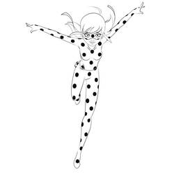 Ladybug jumping with arms wide open coloring page
