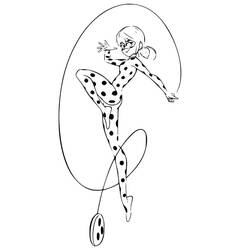 Ladybug kicking with her yo-yo swirling coloring page