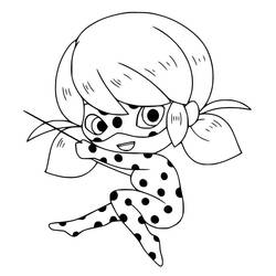 Ladybug in a chibi jumping pose coloring page