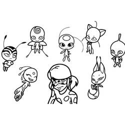 Miraculous Ladybug and the Kwamis coloring page