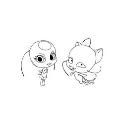 Tikki and Plagg flying side by side coloring page