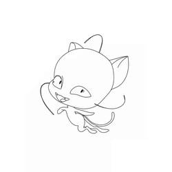 Plagg flying with a mischievous smile coloring page