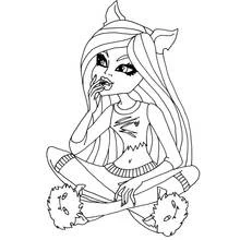 Monster High girl sitting cross-legged coloring page