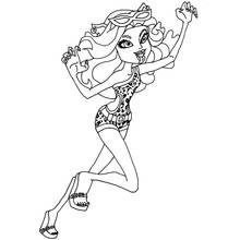 Clawdeen Wolf jumping in leopard-print outfit coloring page