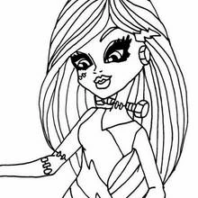 Frankie Stein with long striped hair coloring page