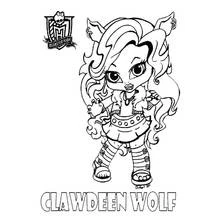 Clawdeen Wolf as a baby character coloring page