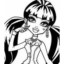 Monster High girl with striped hair and heart tattoo coloring page
