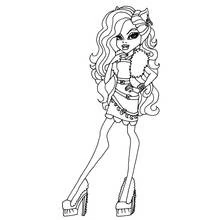 Monster High character posing in fashionable outfit coloring page