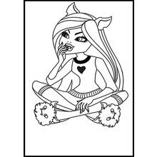 Clawdeen Wolf sitting cross-legged coloring page