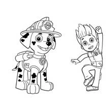 Marshall and Ryder standing together coloring page