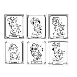 Paw Patrol pups portrait cards coloring page