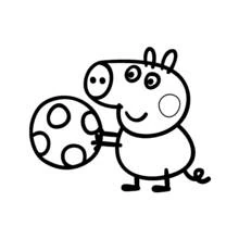 Peppa Pig playing with a ball coloring page