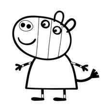Zoe Zebra smiling in a simple dress coloring page