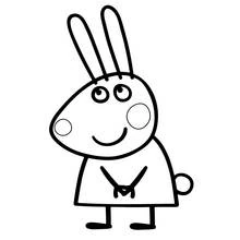 Rebecca Rabbit smiling with long ears coloring page
