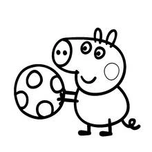 Peppa Pig playing with a ball coloring page