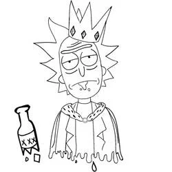 Rick Sanchez wearing a crown coloring page