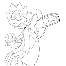 Rick and Morty with a laser gun coloring page