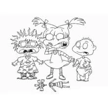 Rugrats characters standing together looking surprised coloring page