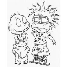 Tommy and Chuckie from Rugrats standing together coloring page