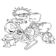 Rugrats gathered around baby Dil coloring page