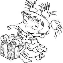 Kimi opening a gift coloring page