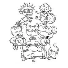 Rugrats group with Spike the dog coloring page