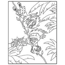 Rugrats hanging from jungle vines coloring page