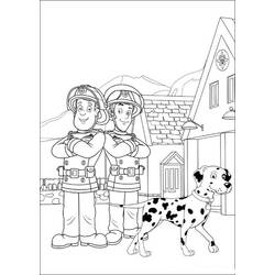 Sam the Fireman and colleague at the fire station coloring page